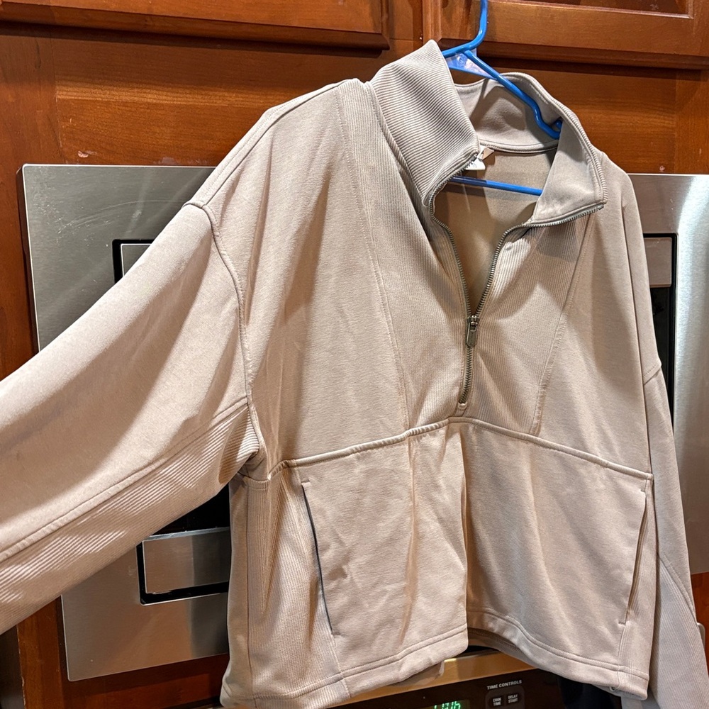 Athleta Neutral Beige Half-Zip Pullover - image 3